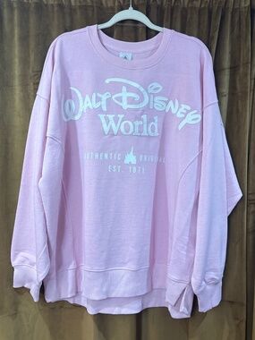 Disney Parks Walt Disney World Logo Sweatshirt Soft Pink Size Large NWT